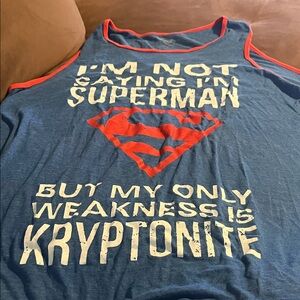 DC Comics Superman Blue Tank Top with Red Accents
